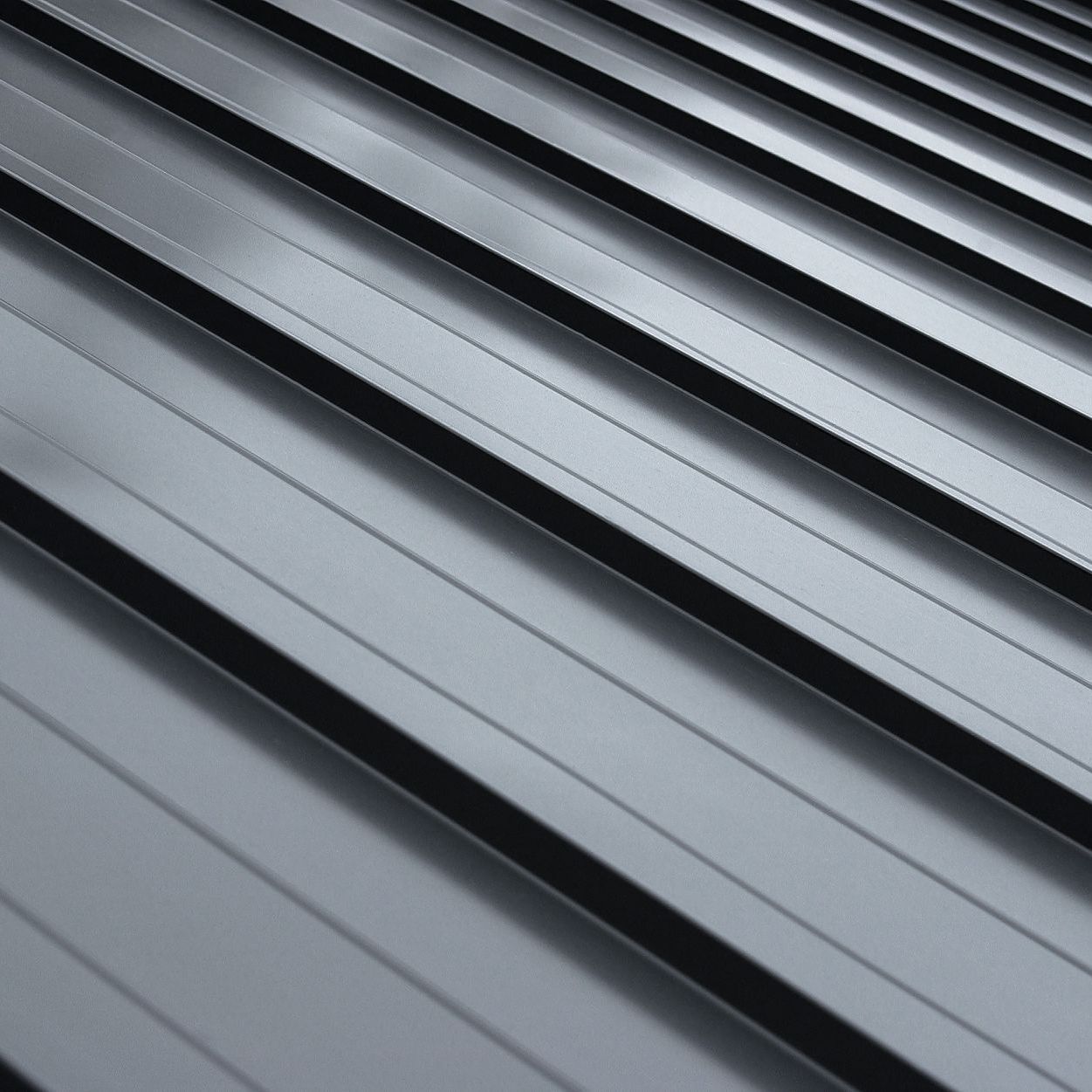 A close up of a gray metal roof.