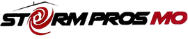 Storm Pros Mo logo in black, red, and white with a red swirl in the “O”