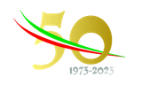 Un logo dorato con il numero 