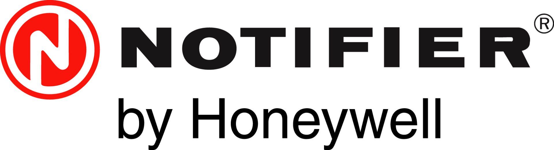 Il logo di Notifier by Honeywell presenta un'icona circolare rossa con una