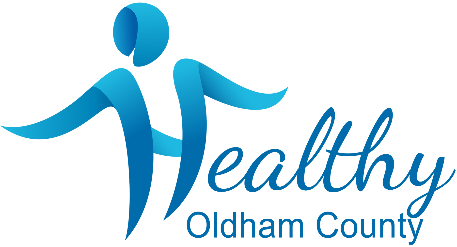 Healthy Oldham County logo with blue figure and text “Brought to you by:”