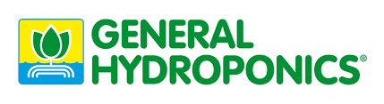 The logo for general hydroponics is green and yellow