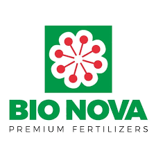 A logo for bio nova premium fertilizers with a flower in a green square.
