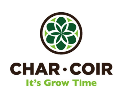 A logo for char coir that says it 's grow time