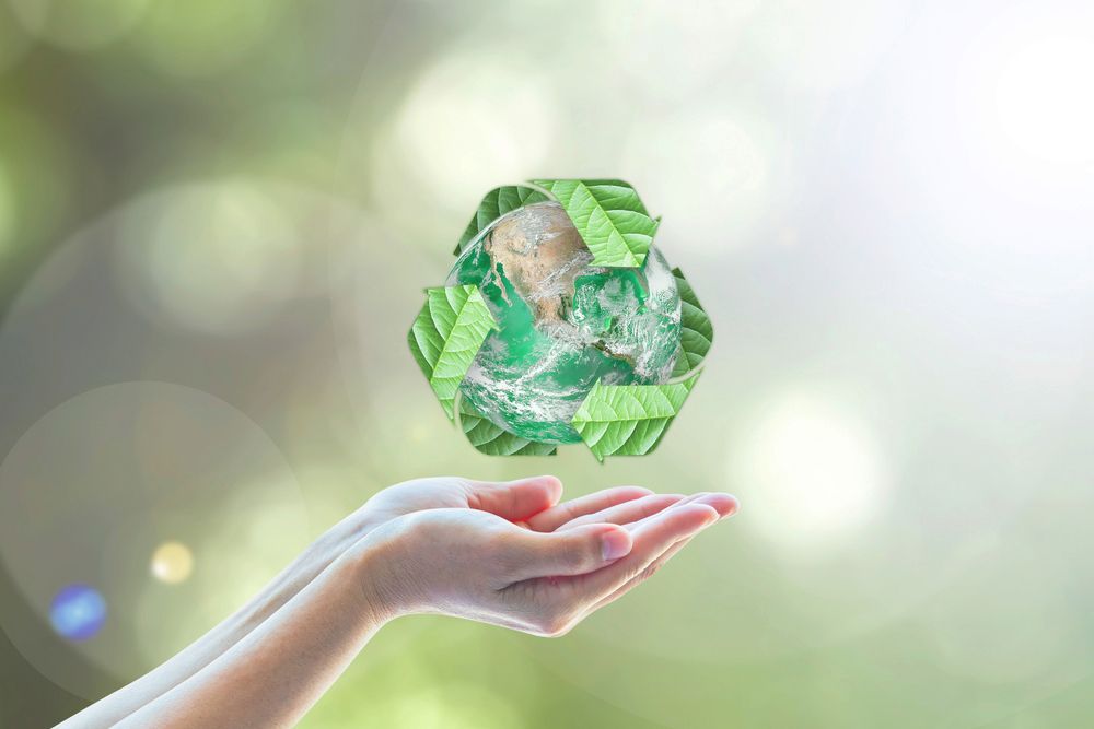 A Person Is Holding A Recycling Symbol In Their Hands — Green Solutions Qld in Mulara, QLD