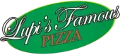 Lybi’s Famous Pizza logo in a green oval with white script and red “PIZZA” text