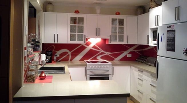 A Kitchen With White Cabinets and a White Refrigerator — DecoGlaze in Windsor, NSW