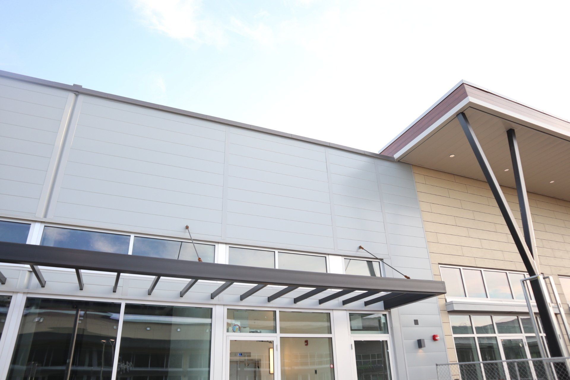A house with aluminum composite panels