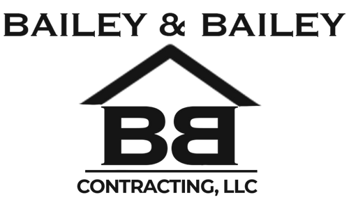 Logo for Bailey & Bailey Contracting, LLC featuring a house symbol with stylized 