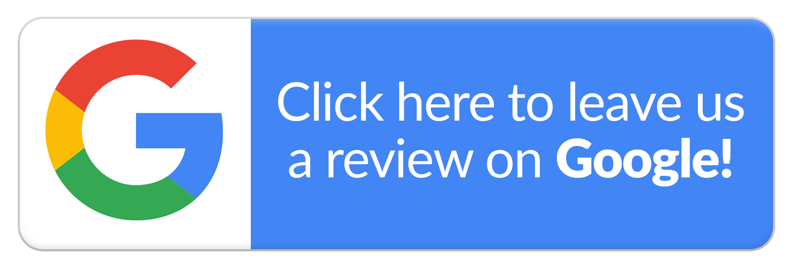 Google review button with multicolor G logo and blue text saying “Click here to leave us a review on Google!”