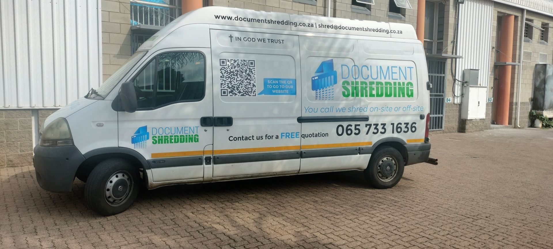 Documentshredding truck used for on-site paper shredding in Pretoria and Johannesburg.