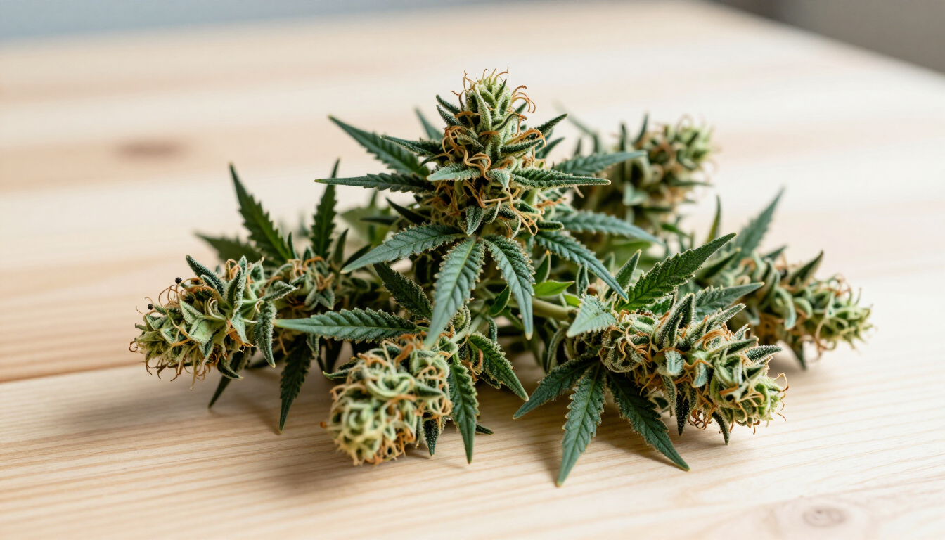 Craft cannabis flower buds displayed in natural light