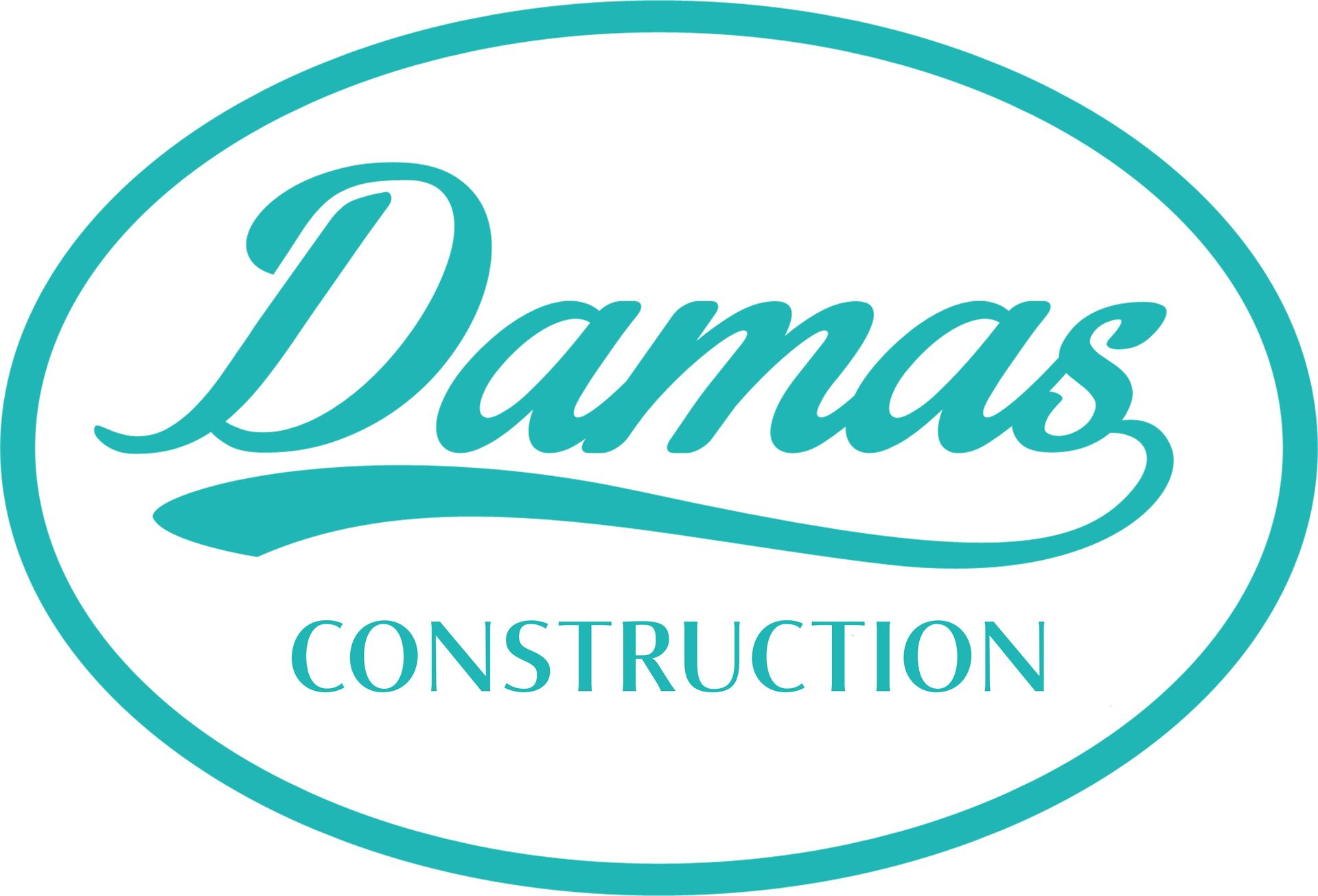 The logo for damas painting and construction is blue and white