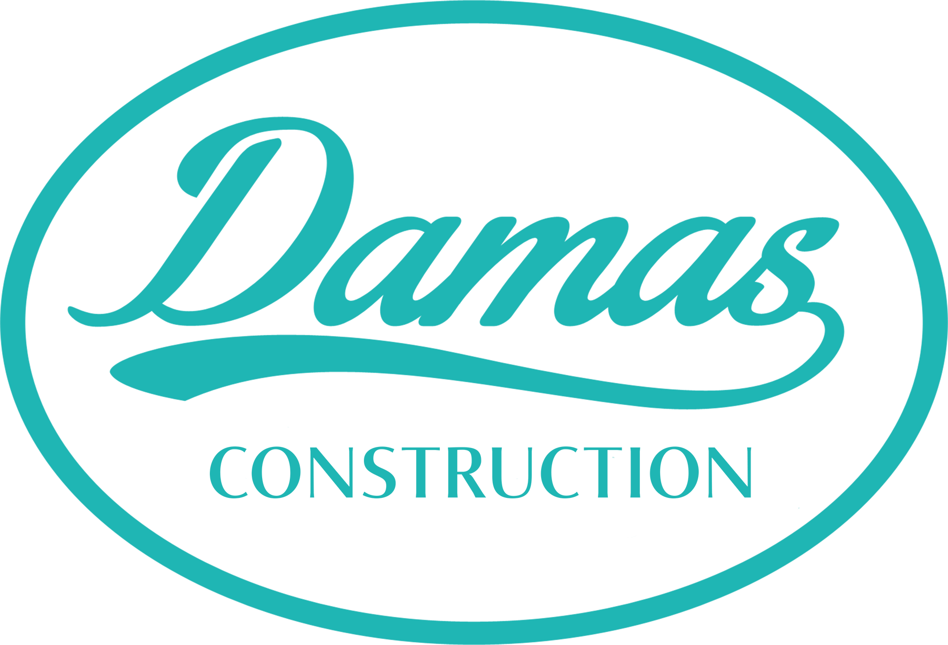 The logo for damas painting and construction is blue and white