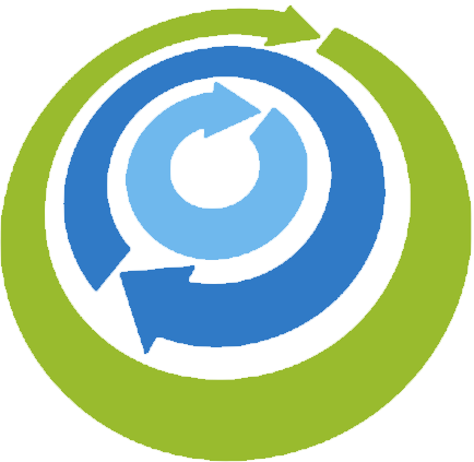 A blue and green circle with arrows in it