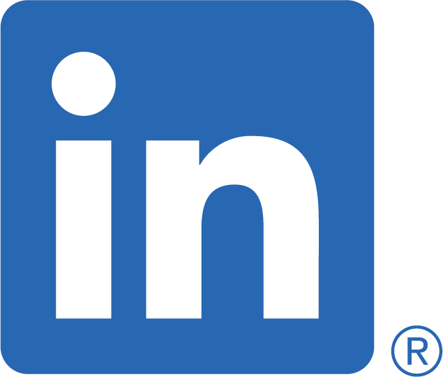 A blue and white linkedin logo on a white background