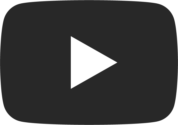 A black youtube icon with a white play button.
