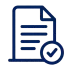 Icône de document bleue avec un badge de coche