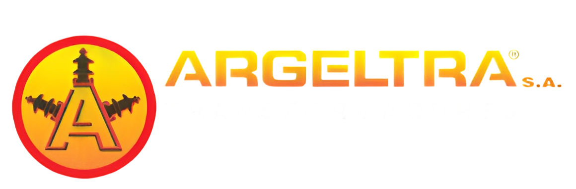 Logotipo de ARGELTRA SA con texto naranja y emblema circular amarillo sobre fondo blanco.
