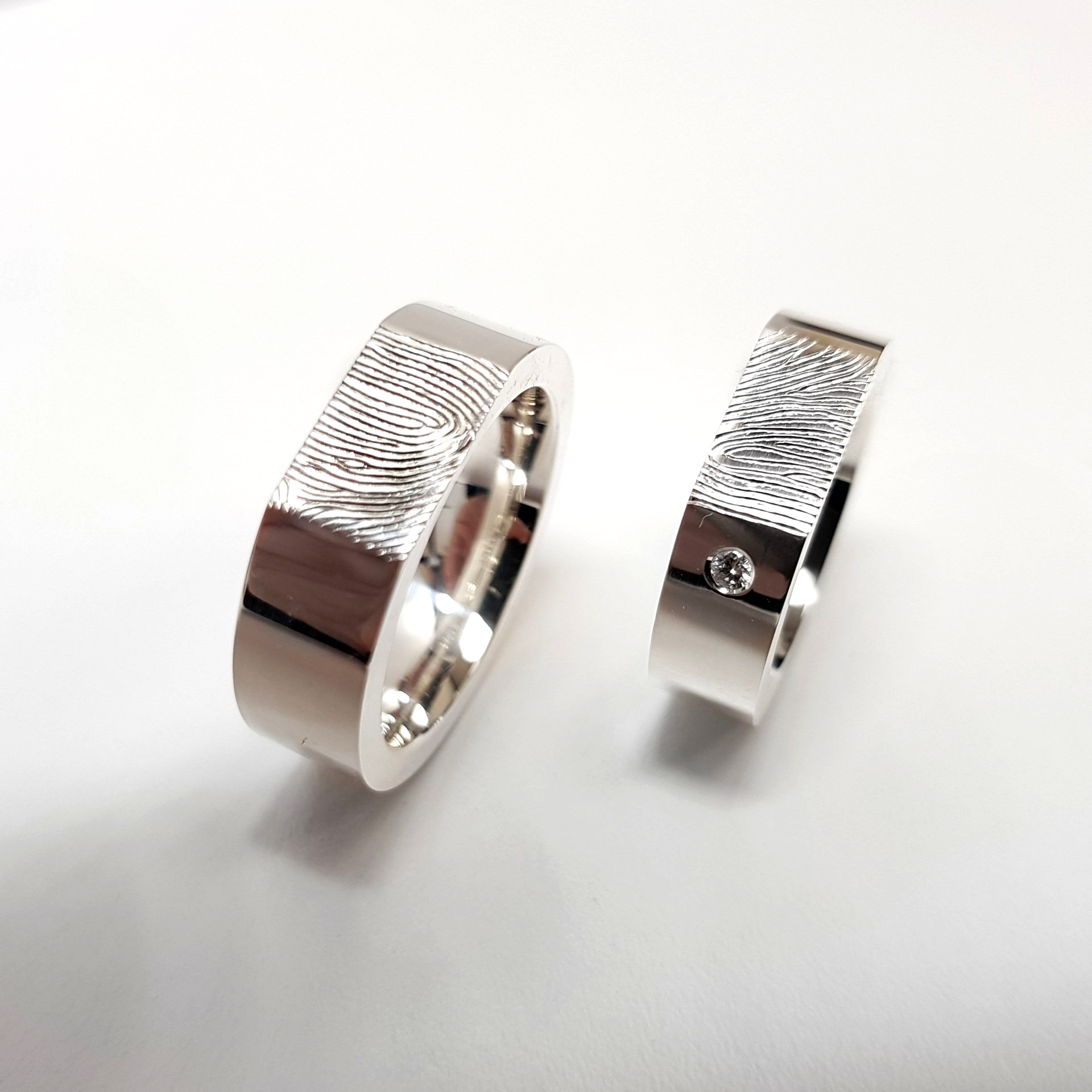 Partner ringen zilver vingerafdruk handgemaakt goudsmid