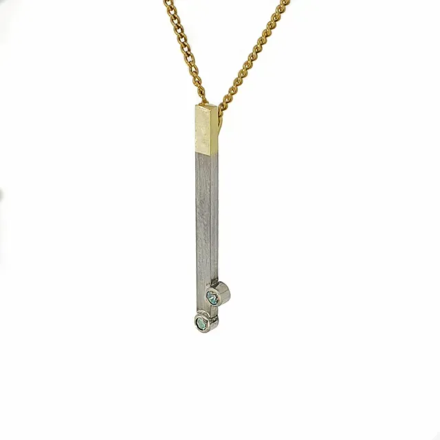 Naam hanger bicolor goud briljant handgemaakt goudsmid