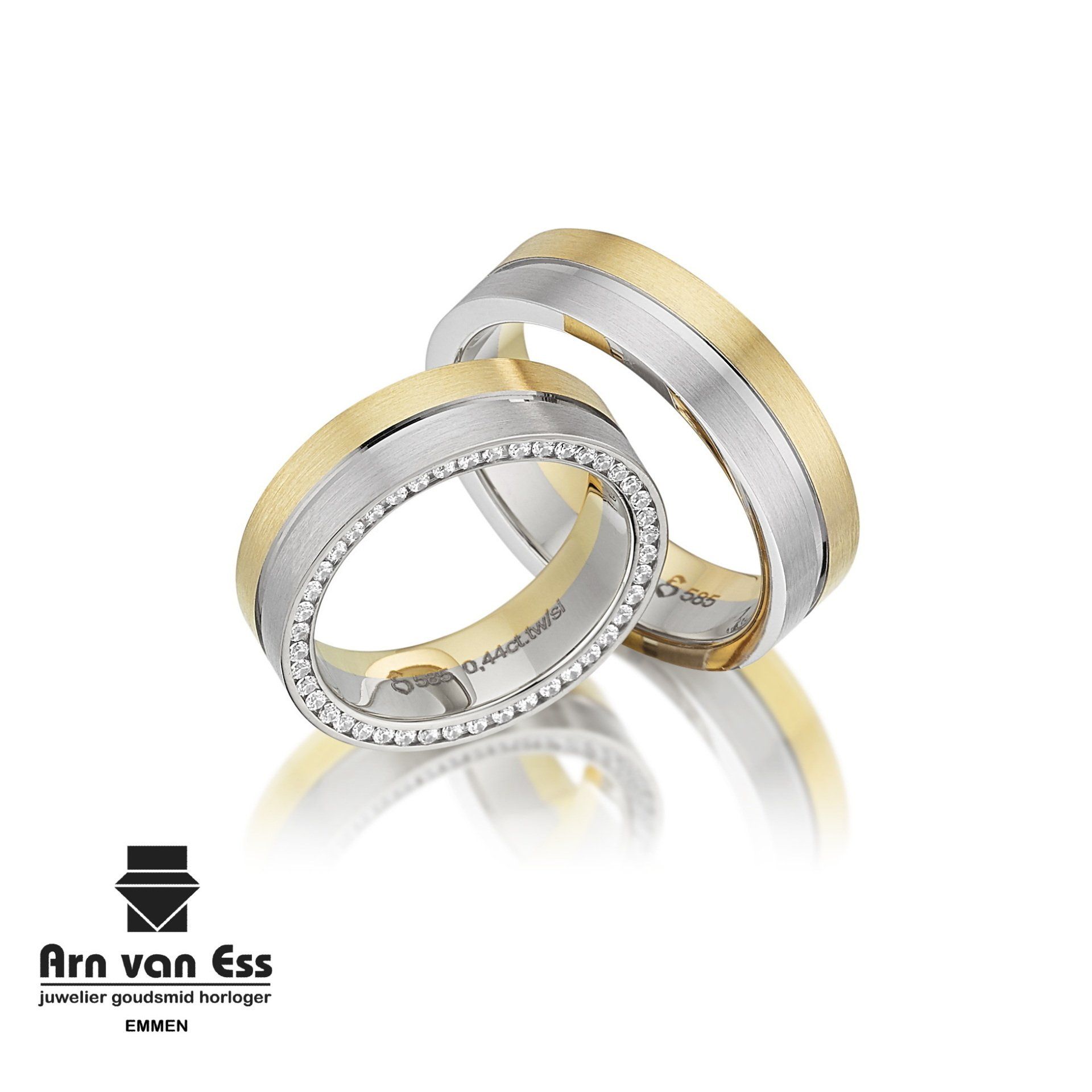 Bicolor gouden trouwringen S316