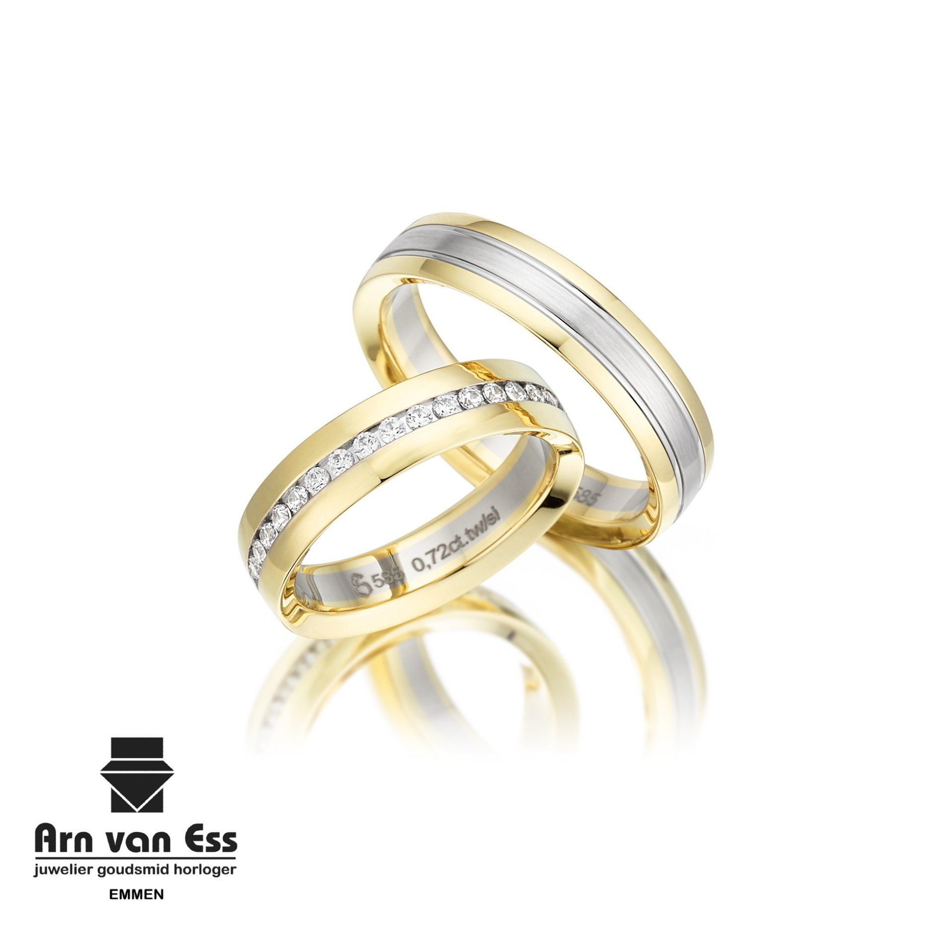 Bicolor gouden trouwringen S317