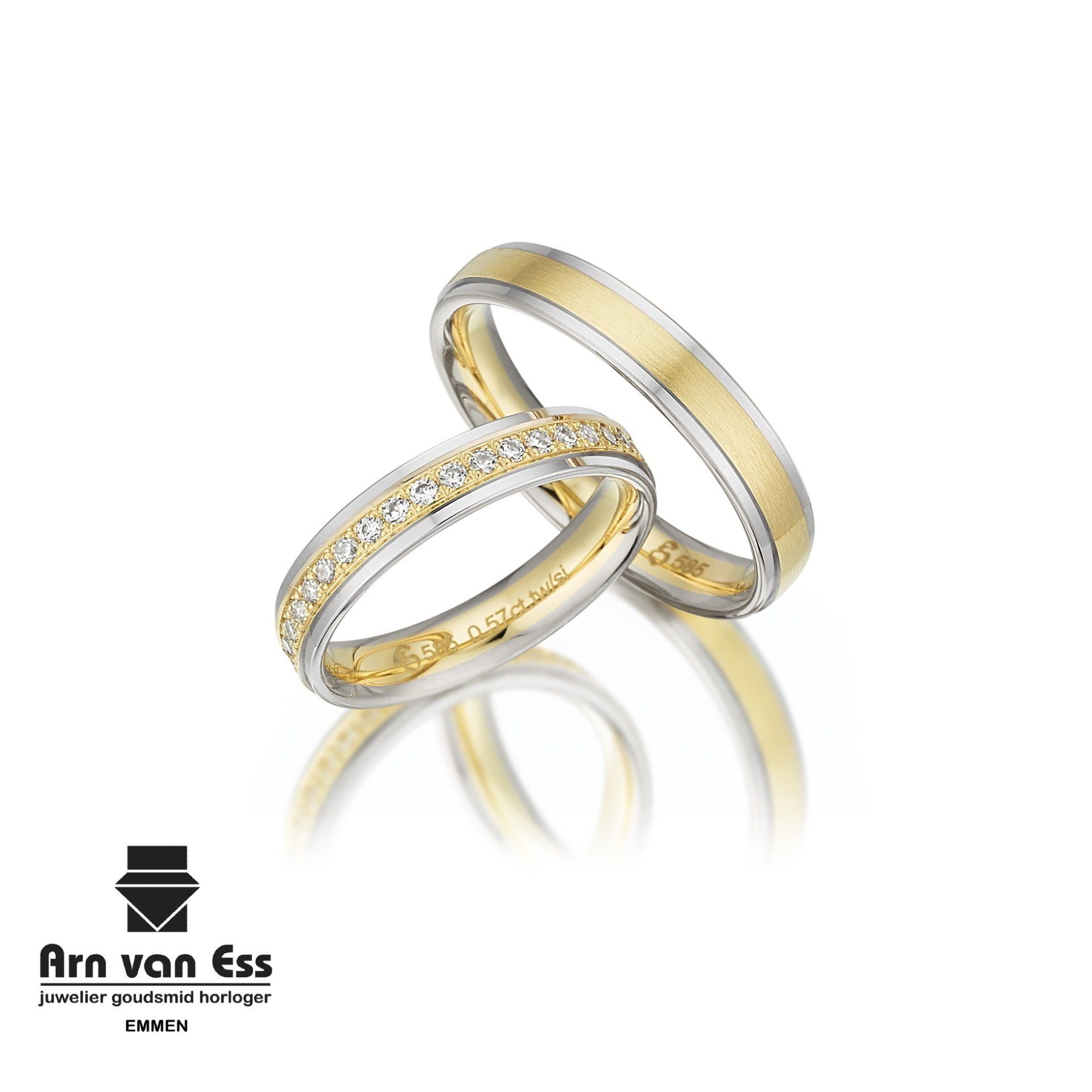 Bicolor gouden trouwringen S318