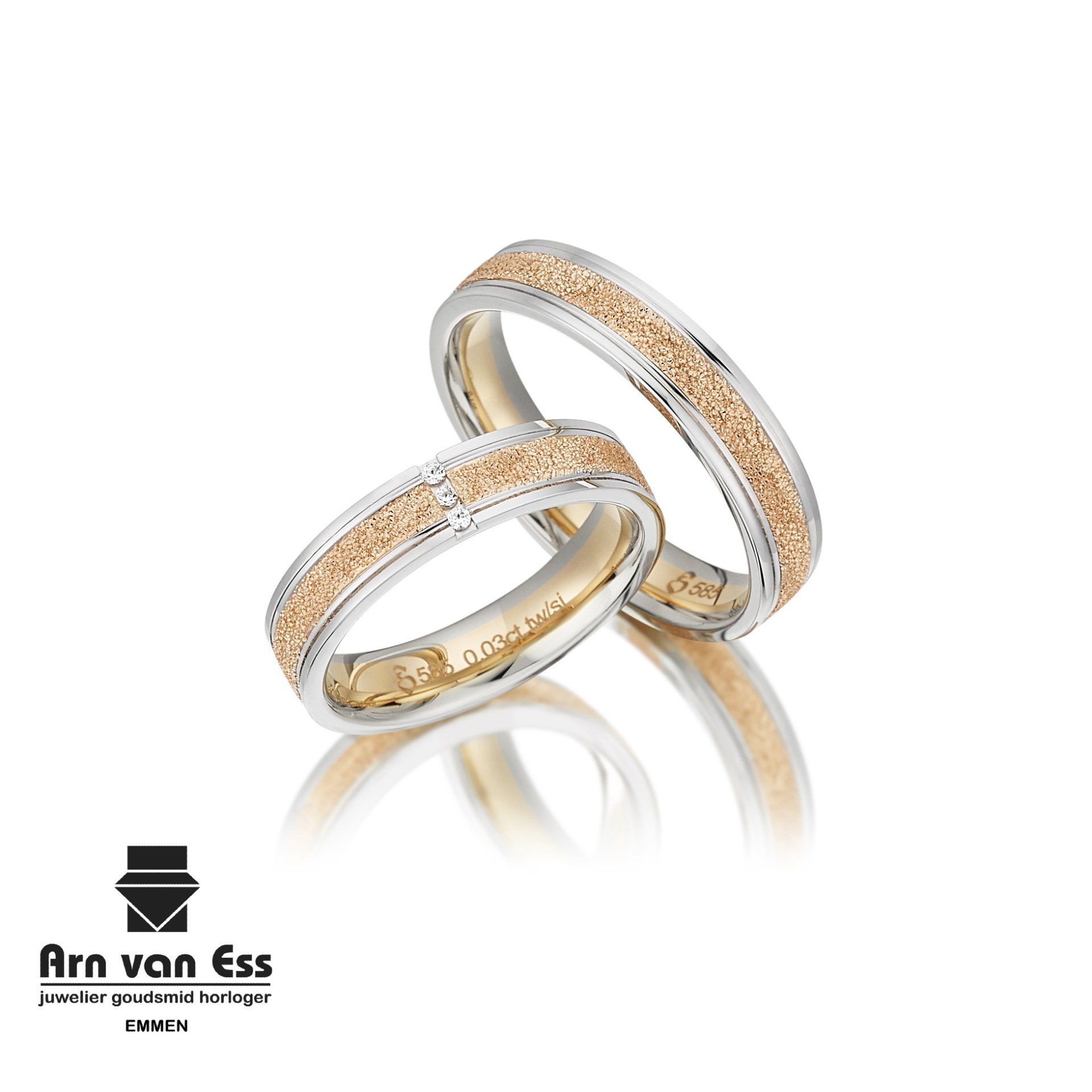 Bicolor gouden trouwringen S321