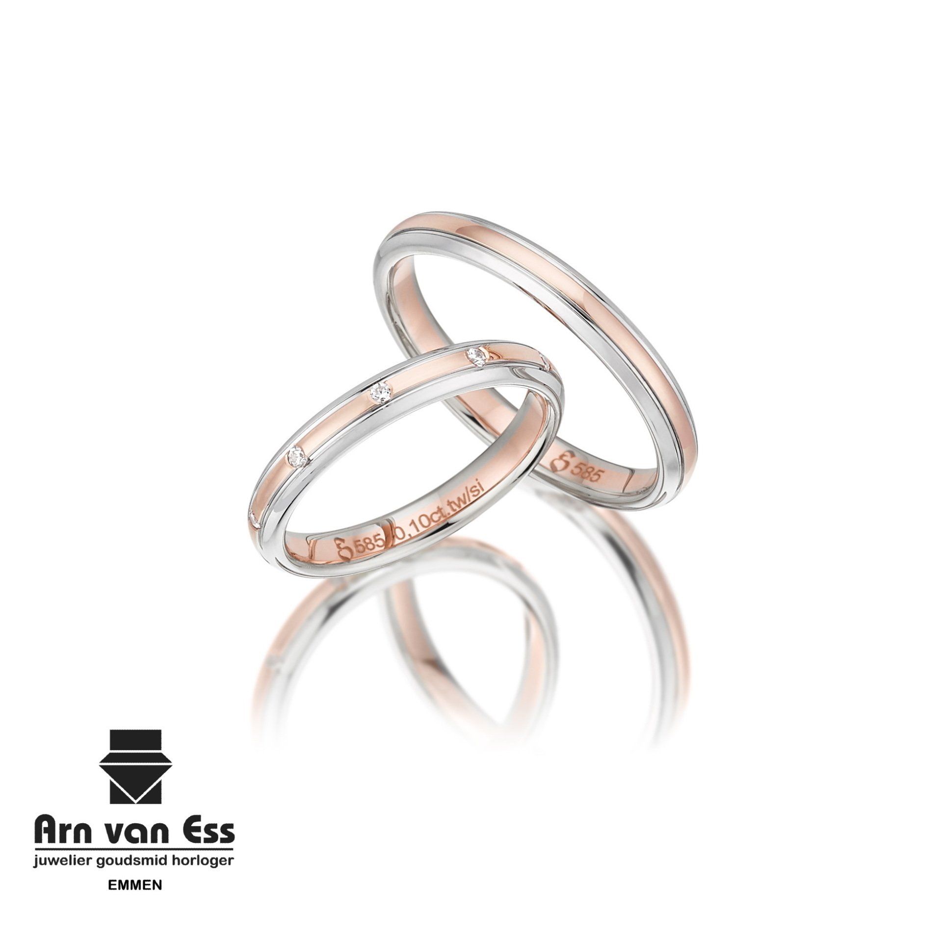Bicolor gouden trouwringen S323