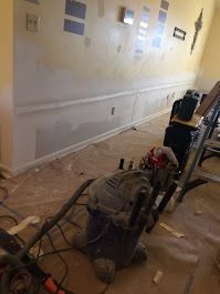 A vacuum cleaner is sitting on the floor in a room.