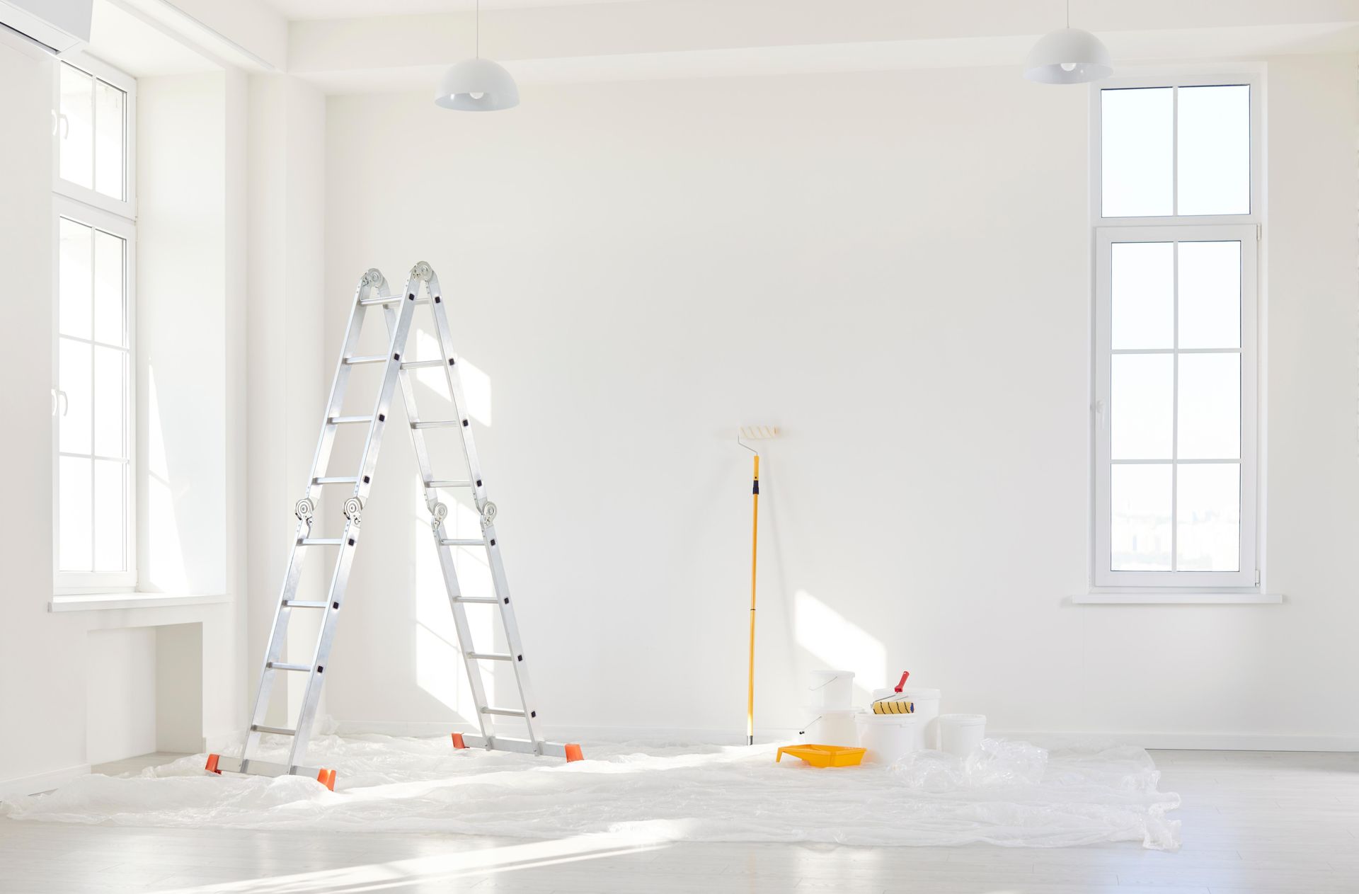 There is a ladder in the middle of the room.