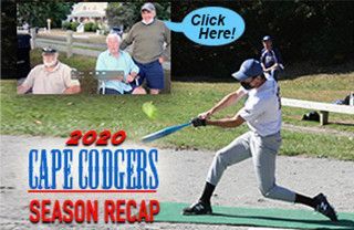 A baseball player swinging at a ball on a field with an inset photo of three men and a 