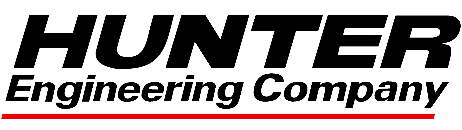 Hunter Engineering Company logo in black italic text with a red underline on white background
