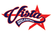 Vista Girls Softball logo in red, white, and blue with a star graphic