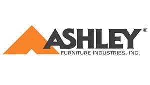 Ashley Furniture Industries logo with orange mountain icon and black text