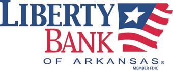 Liberty Bank of Arkansas logo with red and blue flag graphic and FDIC mark