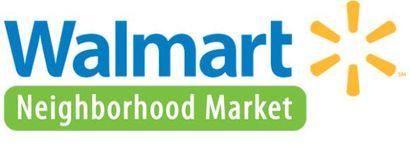 Walmart Neighborhood Market logo in blue and green with yellow spark symbol