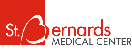 St. Bernards Medical Center logo in red and white with a heart-shaped icon