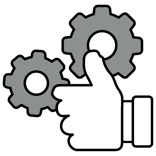 Hand adjusting a gray gear beside another gear, representing settings or configuration