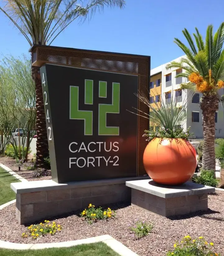 A sign that says cactus forty-two on it