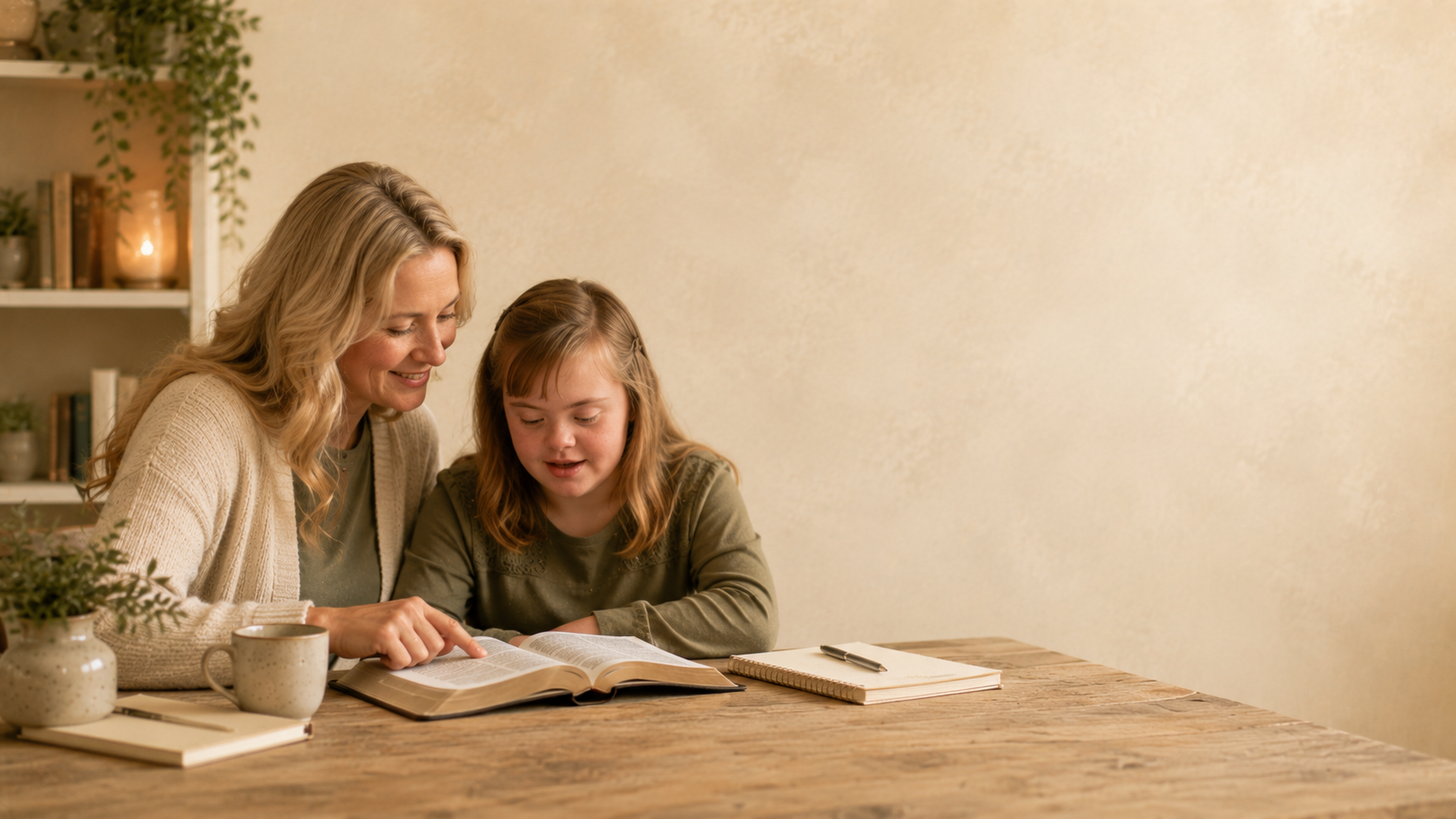 A quiet study session with gentle guidance for a child or young person