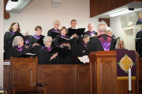 Presbyterian Church of Ruston members singing together in a choir.
