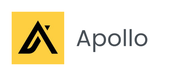 The logo for apollo is a yellow square with a black triangle in the middle.