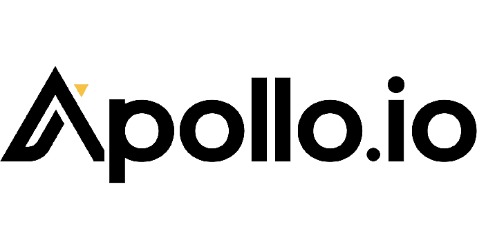 The logo for apollo.io is black and yellow on a white background.