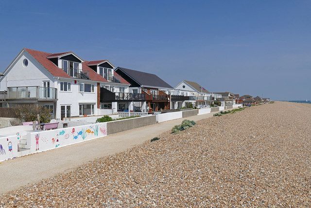 Homes along the seafront in Hayling Island, Hampshire