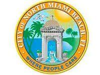 City of North Miami Beach seal with arch, palm trees, fountain, and slogan “Where People Care”