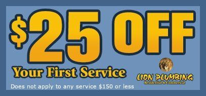 $25 off your first service promotion in yellow text on blue background