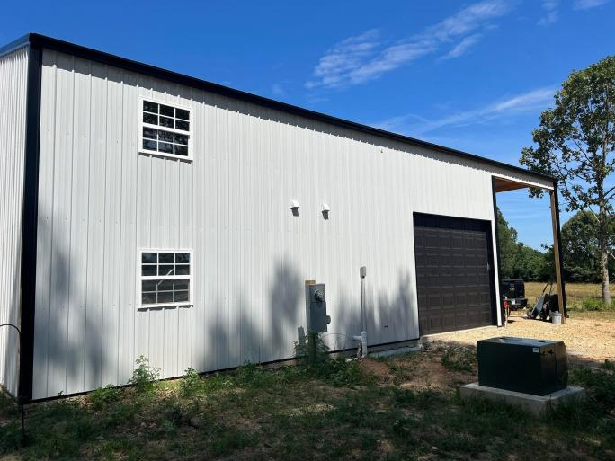 white siding on workshop