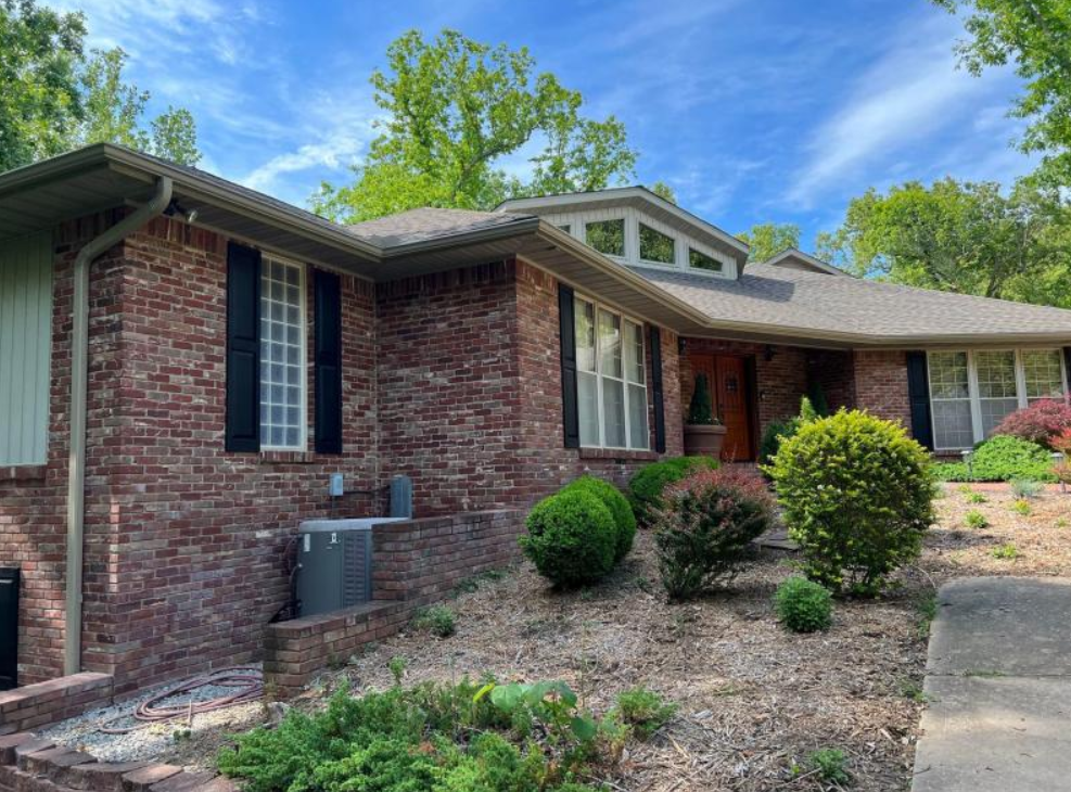 gutter installation on brick home